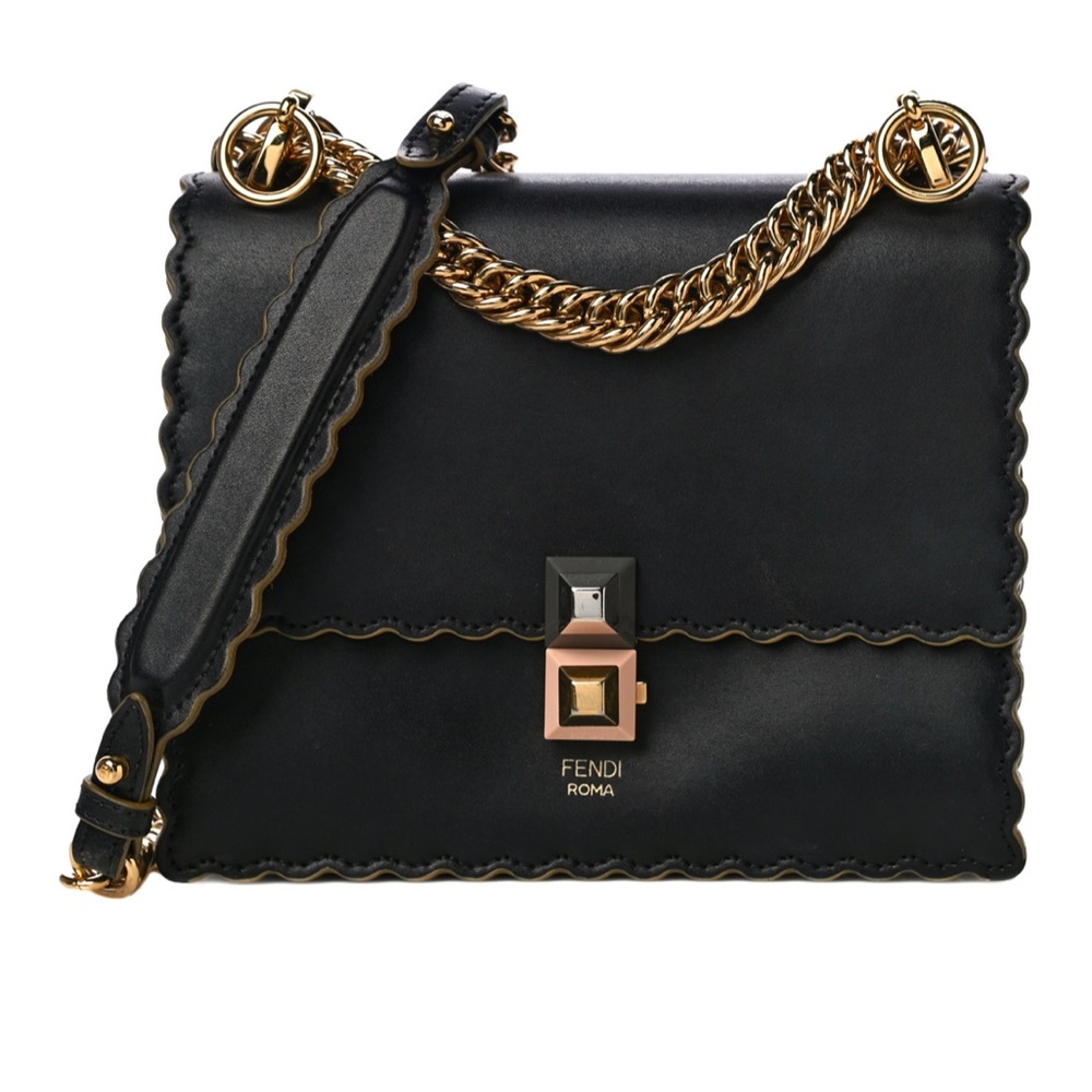 SOLD Fendi calfskin small Kan I studded black bag